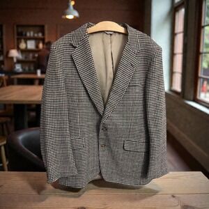 CONTEXT Wool Houndstooth 46R Blazer Sport Coat Suit Jacket 46 Mens USA